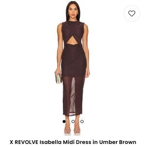 MISHA COLLECTION Umber Brown Midi Dress